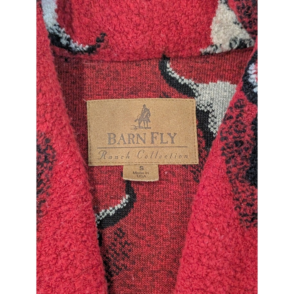 Vintage Barn Fly Bronco Bull Fleece Cardigan Jacket Small Ranch Western Red S - Picture 14 of 16